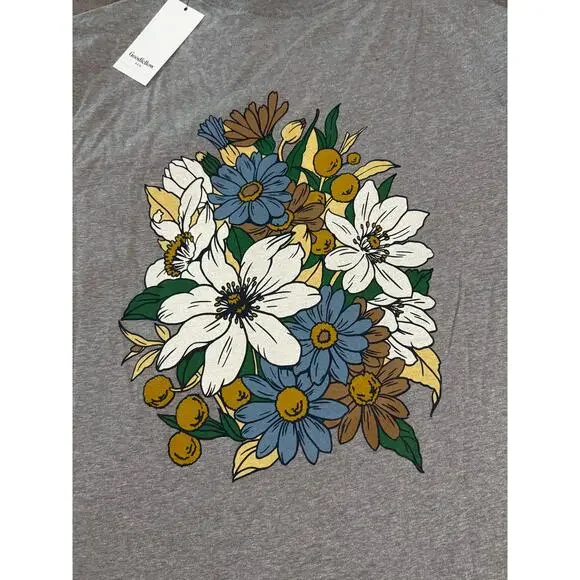 NWT Goodfellow & Co. Size XL Men Tee Shirt Floral Gray Crew Neck Causal Neutral - Picture 5 of 9
